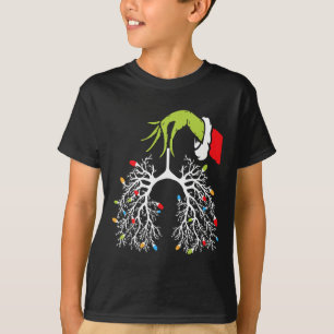 Christmas Nurse Lung Xmas Lights Funny Pulmonologi T-Shirt