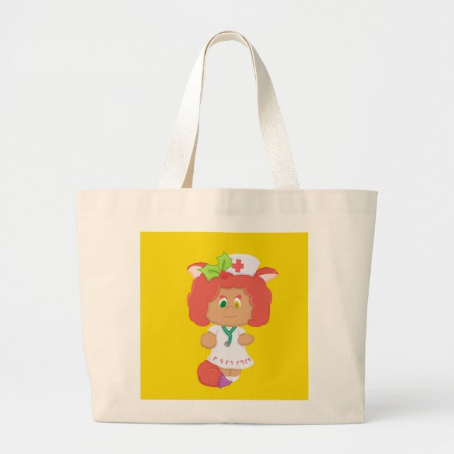 Christmas Nurse Neko - Yellow Jumbo Tote Bag (Front)
