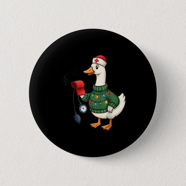 Christmas Nurse, Nurse Life, Cuff em Goose Christm Button (Front)