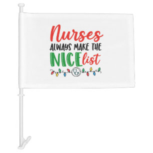 Christmas Nurse, nurses nice list Car Flag