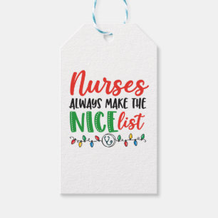 Christmas Nurse, nurses nice list Gift Tags