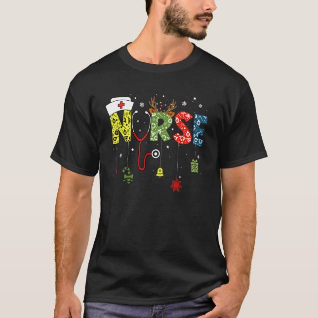Christmas Nurse Nursing Cute Health Worker Christm T-Shirt (Front)