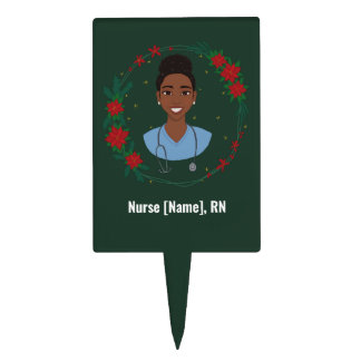 Christmas Nurse, Personalized RN Gift Cake Topper