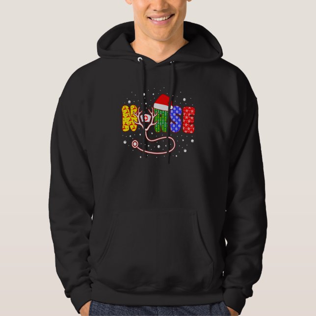Christmas Nurse Plaid Red Green Nurse Hat Xmas Dec Hoodie (Front)