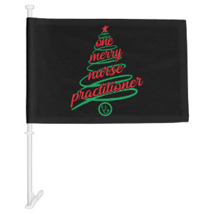 Christmas nurse practitioner, one merry car flag