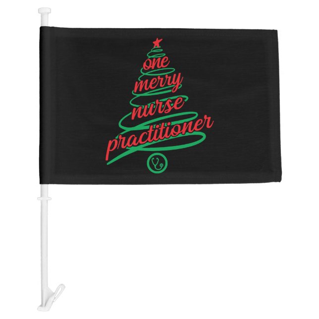 Christmas nurse practitioner, one merry car flag (Front)