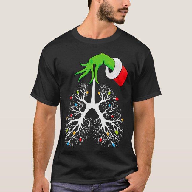 Christmas Nurse Resratory Therast Lung Lights Funn T-Shirt (Front)