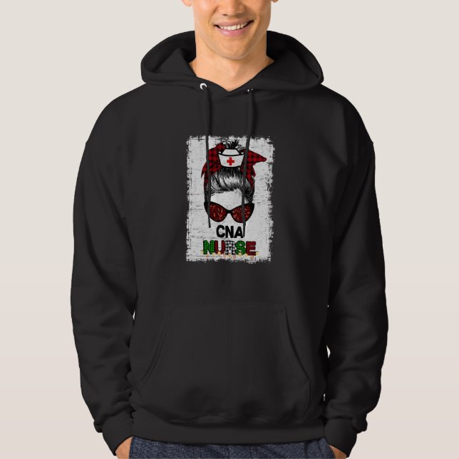 Christmas Nurse Squad Love Cna Santa Messy Bun Ble Hoodie (Front)