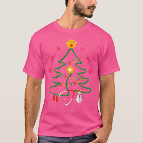 Christmas Nurse Stethoscope Christmas Tree RN Nurs T_Shirt