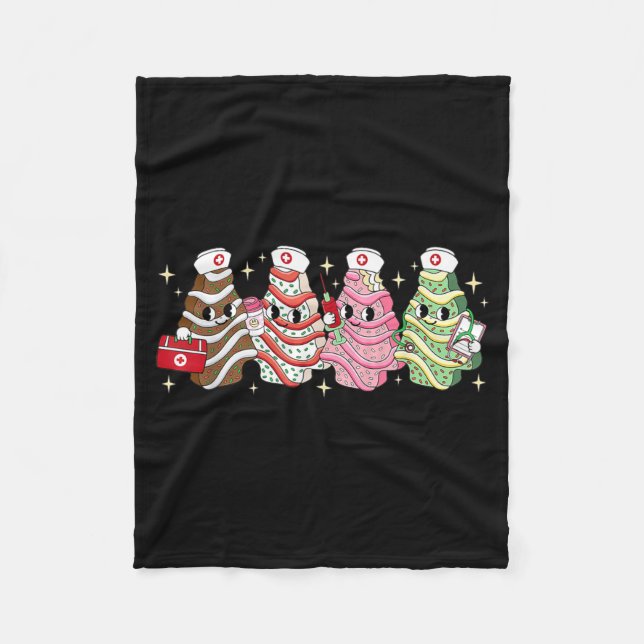 Christmas Nurse Tree Cake Emergency Christmas Rn E Fleece Blanket (Front)