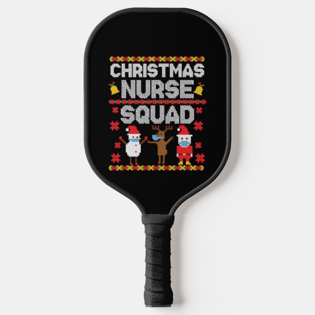 Christmas Nurse Ugly Christmaser Vintage Christmas Pickleball Paddle (Front)