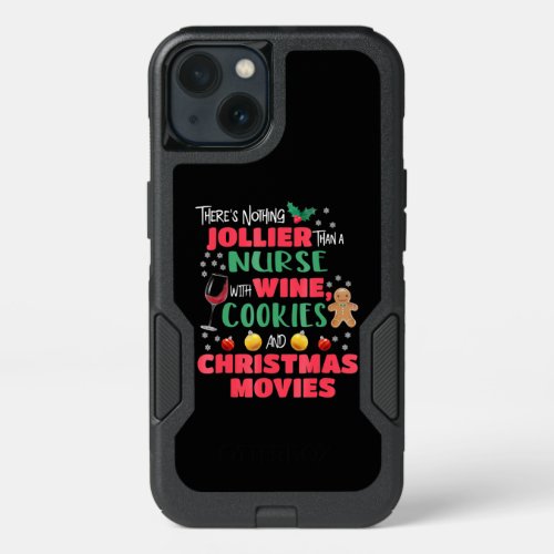 Christmas Nurse Wine Cookies Holiday Pajamas iPhone 13 Case