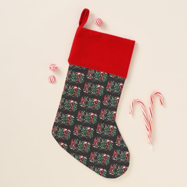 Christmas Nursing School Nurse Gift Santa Hat Stocking (Front)