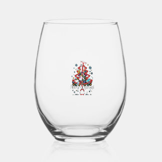 Christmas Nursing Sweatshirt Stemless Wine Glass