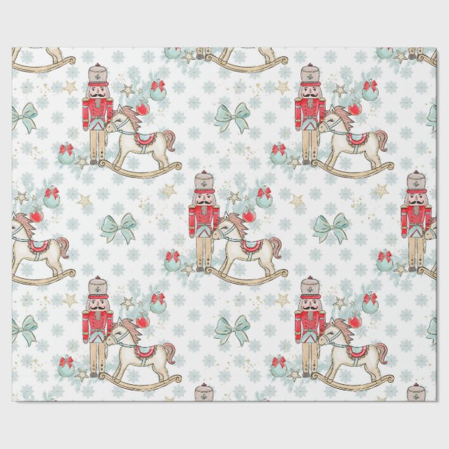Christmas Nutcracker and rocking horse Wrapping Paper (Seam)