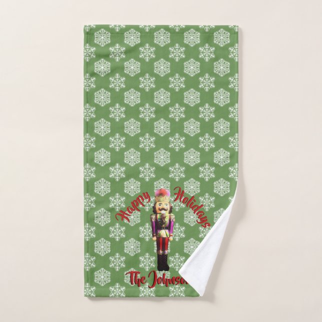 Christmas Nutcracker and Snowflakes Bath Towel Set (Hand Towel)