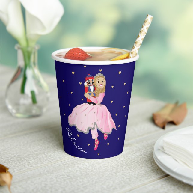 Christmas Nutcracker Ballerina Blonde Paper Cups (Insitu)