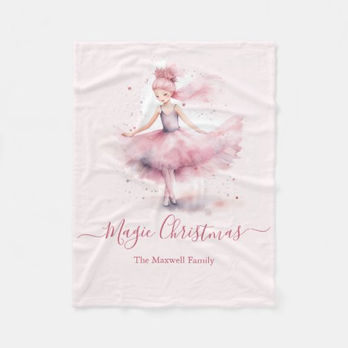 Christmas nutcracker ballerina family name fleece blanket