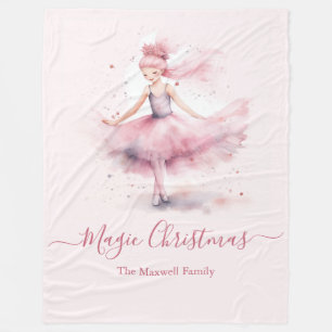 Christmas nutcracker ballerina family name fleece blanket