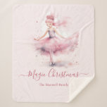 Christmas nutcracker ballerina family name sherpa blanket