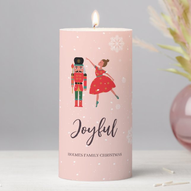 Christmas Nutcracker Ballerina Family Pillar Candle (In Situ)