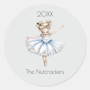Christmas Nutcracker Ballerina Watercolor  Classic Round Sticker