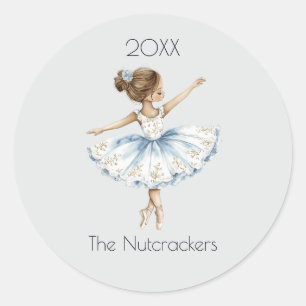 Christmas Nutcracker Ballerina Watercolor Classic Round Sticker