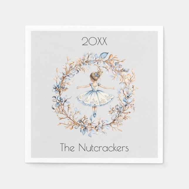 Christmas Nutcracker Ballerina Watercolor Napkins (Front)