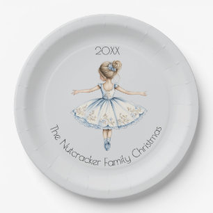 Christmas Nutcracker Ballerina Watercolor Paper Plates