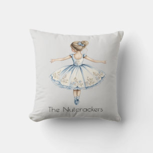 Christmas Nutcracker Ballerina Watercolor Throw Pillow
