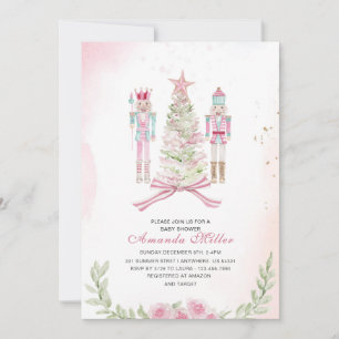 Christmas Nutcracker Ballet Pink watercolor baby s Invitation