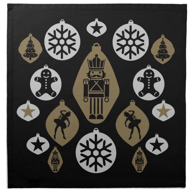 Christmas Nutcracker Baubles Cloth Napkin (Front)