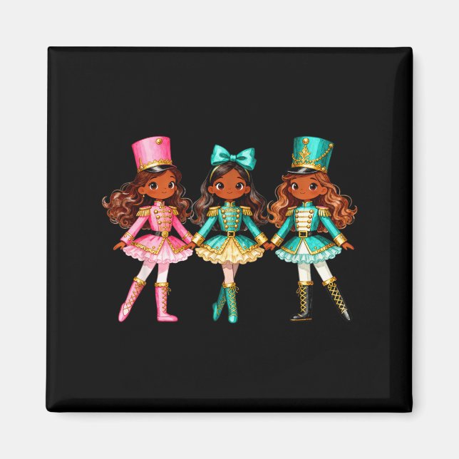 Christmas Nutcracker Black Girls Kids Festive Xmas Magnet (Front)