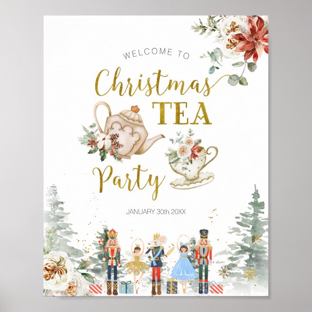 Christmas Nutcracker Bridal Shower Tea Welcome Poster (Front)