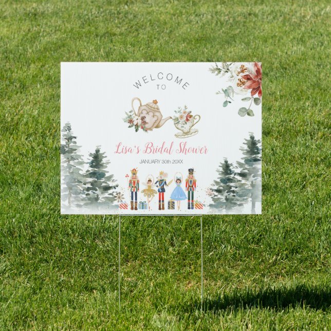 Christmas Nutcracker Bridal Tea Welcome Yard Sign (Insitu)