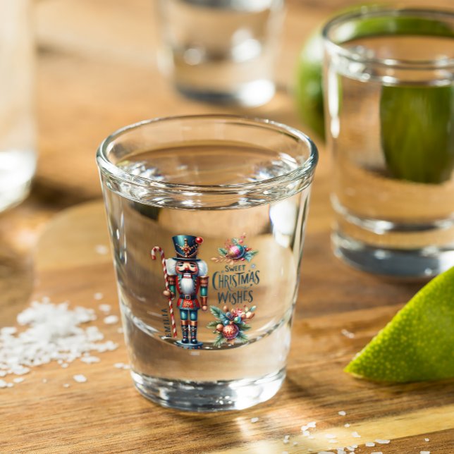 Christmas Nutcracker Candy Cane Christmas Wishes Shot Glass (Creator Uploaded)