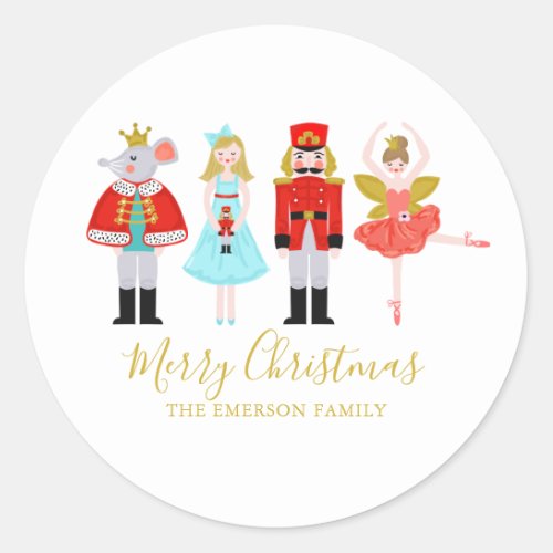 Christmas Nutcracker Character Illustrations Classic Round Sticker