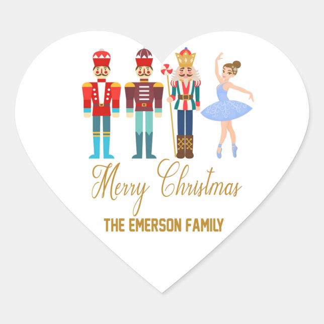 Christmas Nutcracker Character Illustrations Heart Sticker (Front)