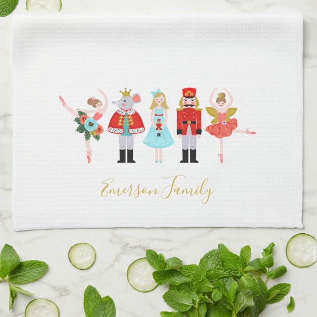 Christmas Nutcracker Character Illustrations Kitchen Towel (Folded)