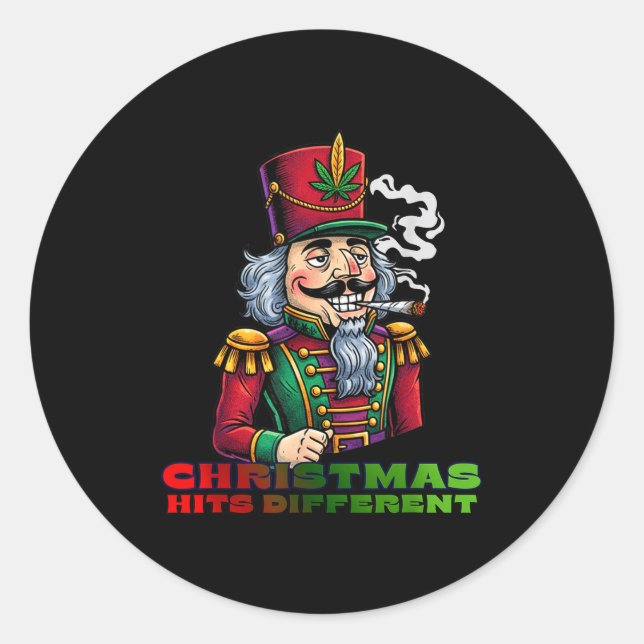 Christmas Nutcracker Christmas Hits Different  Classic Round Sticker (Front)