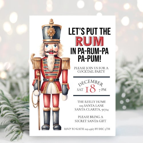 Christmas Nutcracker Cocktail Party Rum Dinner  Invitation