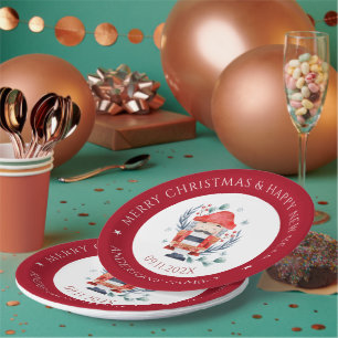 Christmas nutcracker composition red border paper paper plates