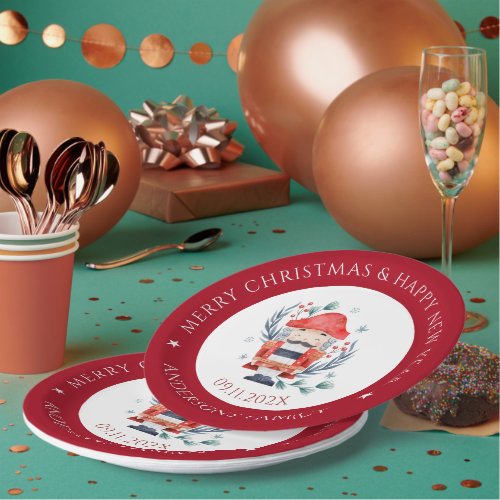 Christmas nutcracker composition red border paper  paper plates