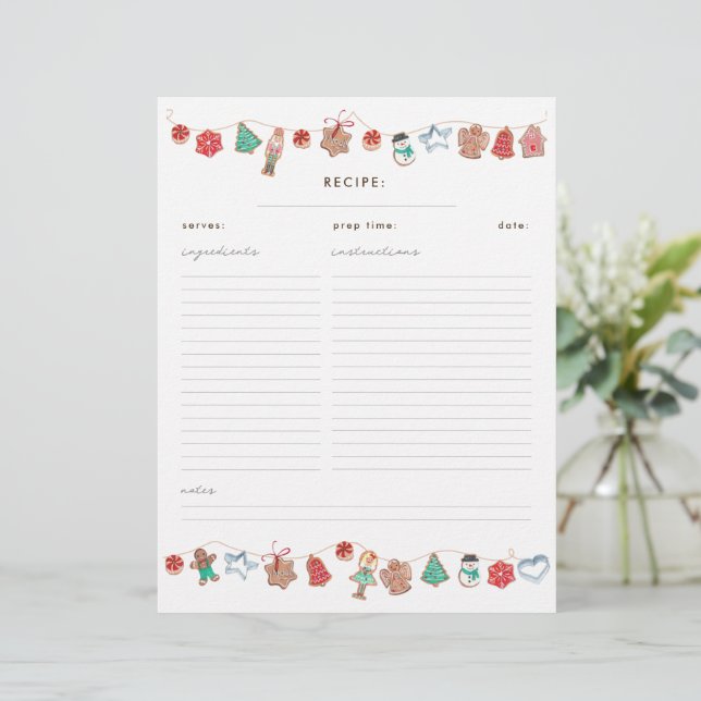 Christmas Nutcracker Cookies Recipe binder insert (Standing Front)
