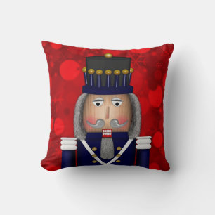 Christmas Nutcracker Face, Blue-Square Pillow