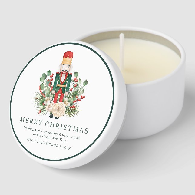 Christmas Nutcracker Family Name Custom Holidays Mini Candle Favors (Corner)