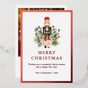 Christmas Nutcracker Family Photo Elegant Foil Holiday Card