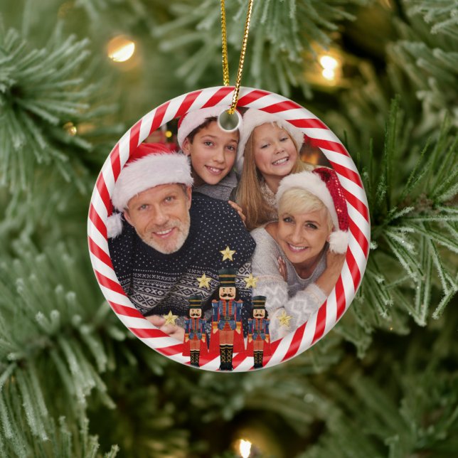 Christmas Nutcracker Family Photo Name Personalise Ceramic Ornament (Tree)
