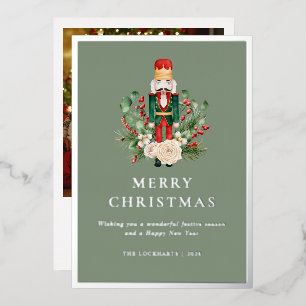 Christmas Nutcracker Festive Photo Family Foil Holiday Card