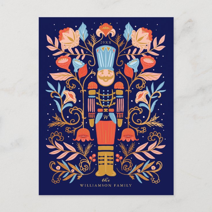Christmas Nutcracker Floral Art & Multiple Photo Postcard Zazzle
